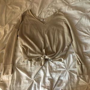 Cream waffle knit top